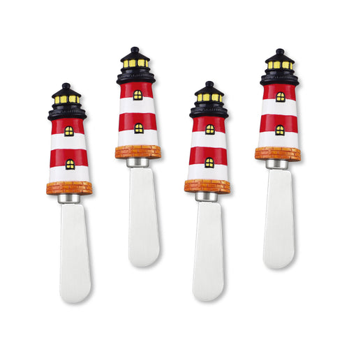 Mr. Spreader 4-Piece Red Lighthouse Resin Cheese Spreader