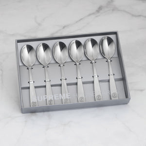 Supreme Stainless Steel 6-Piece Square Edge with Circle Pattern Demitasse Spoon