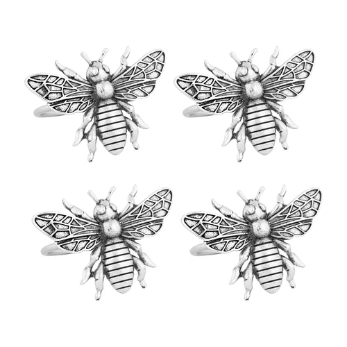 UPware 4-Piece Bee Zinc Alloy Napkin Rings
