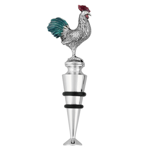 Wine Things Rooster Zinc Bottle Stopper, Painted