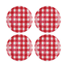 Load image into Gallery viewer, Gourmet Art 4-Piece Gingham 6&quot; Melamine Plates, Red