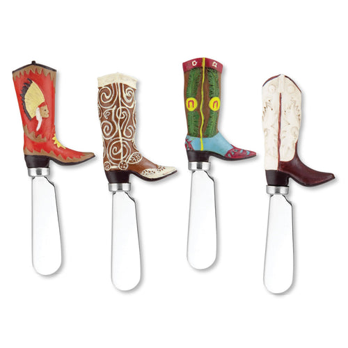 Mr. Spreader 4-Piece Boots Resin Cheese Spreader, Assorted
