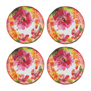 Gourmet Art 4-Piece Pink Floral Melamine 6" Plate