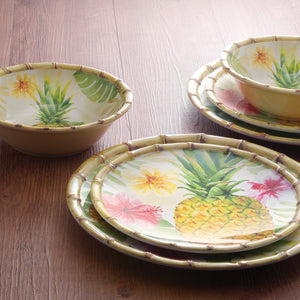 Gourmet Art 12-Piece Bamboo Pineapple Melamine Dinnerware Set