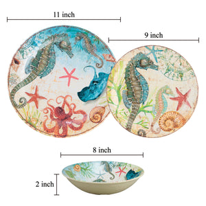 Gourmet Art 6-Piece Sealife Seahorse Melamine 8 Bowl