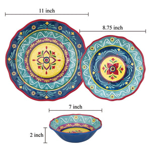 Gourmet Art 12-Piece Fiesta Floral Melamine Dinnerware Set