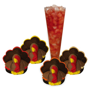 Drinkwear 4-Piece Turkey Plush Slipper Coaster