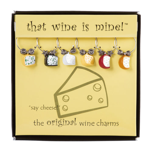 Wine Things 6-Piece Say Cheese! Wine Charms, Painted