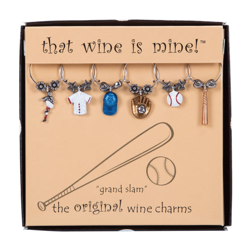 Wine Things 6-Piece Grand Slam Wine Charms, Painted