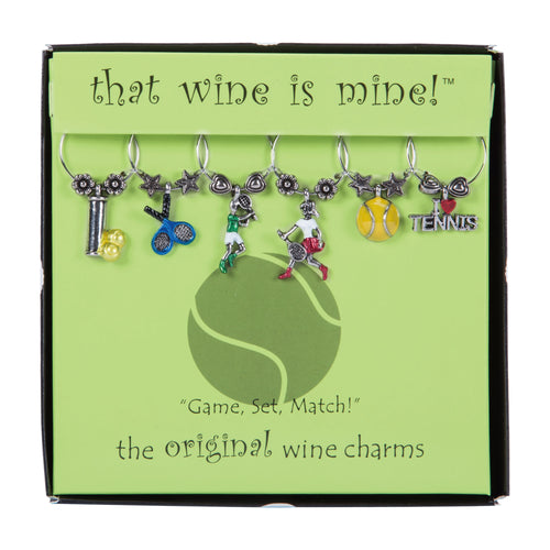 Wine Things 6-Piece Game, Set, Match! Wine Charms, Painted