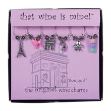 Load image into Gallery viewer, Wine Things 6-Piece Bonjour! Wine Charms, Painted