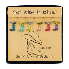 Load image into Gallery viewer, Wine Things 6-Piece Boot Wine Charms, Painted