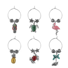 Load image into Gallery viewer, Wine Things 6-Piece Life&#39;s a Beach! Wine Charms, Painted