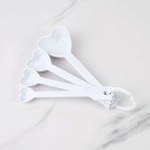 Load image into Gallery viewer, Heart Melamine Measuring Spoons, White, Set of 4