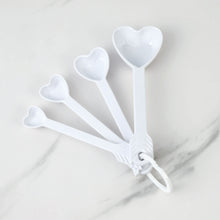 Load image into Gallery viewer, Heart Melamine Measuring Spoons, White, Set of 4