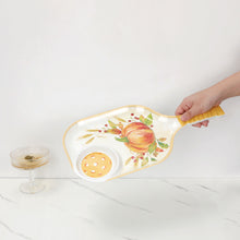 Load image into Gallery viewer, Pumpkin 15.75" Melamine Chip and Dip Snack Tray