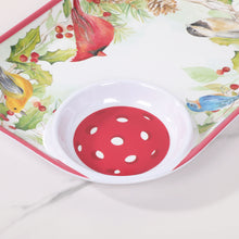 Load image into Gallery viewer, Winter Birds 15.75" Melamine Chip and Dip Snack Tray
