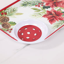 Load image into Gallery viewer, Poinsettia 15.75" Melamine Chip and Dip Snack Tray