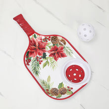 Load image into Gallery viewer, Poinsettia 15.75" Melamine Chip and Dip Snack Tray