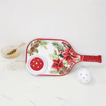 Load image into Gallery viewer, Poinsettia 15.75" Melamine Chip and Dip Snack Tray