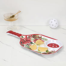 Load image into Gallery viewer, Poinsettia 15.75" Melamine Chip and Dip Snack Tray