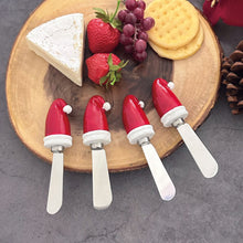 Load image into Gallery viewer, Santa Hats Cheese Spreader Set of 4