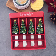 Load image into Gallery viewer, Holiday Trees Cheese Spreader Set of 4