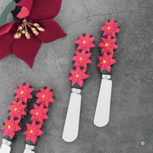 Load image into Gallery viewer, Poinsettias Cheese Spreader Set of 4