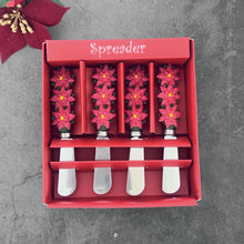 Load image into Gallery viewer, Poinsettias Cheese Spreader Set of 4