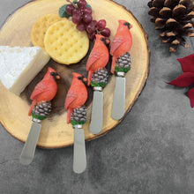 Load image into Gallery viewer, Winter Cardinals Cheese Spreader Set of 4