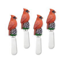 Load image into Gallery viewer, Winter Cardinals Cheese Spreader Set of 4