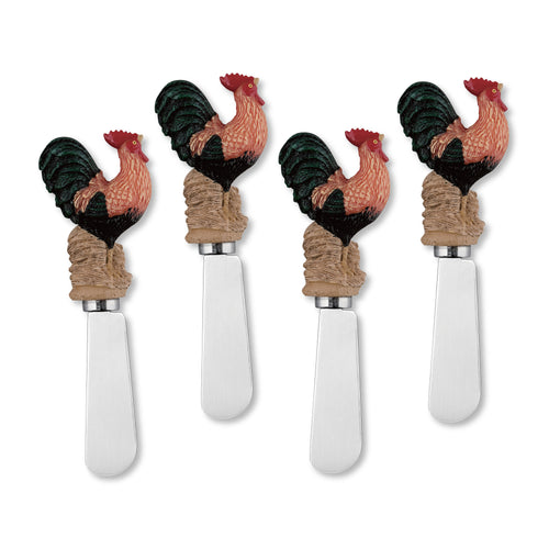 Mr. Spreader 4-Piece Rooster Resin Cheese Spreader