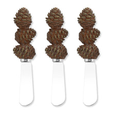 Load image into Gallery viewer, Pinecones Cheese Spreader Set of 3