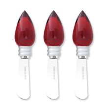 Load image into Gallery viewer, Red Lightbulb Cheese Spreader Set of 3