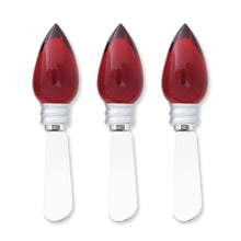 Load image into Gallery viewer, Red Lightbulb Cheese Spreader Set of 3