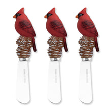 Load image into Gallery viewer, Cardinal Bird Cheese Spreader Set of 3