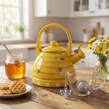 Load image into Gallery viewer, Bee Hive Enamel Whistling Kettle