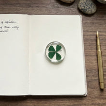 Load image into Gallery viewer, Four Leaf Clover Worry Stone, Clear Polyresin Pocket Stone