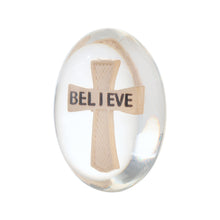 Load image into Gallery viewer, Believe Cross Worry Stone, Clear Polyresin Pocket Stone