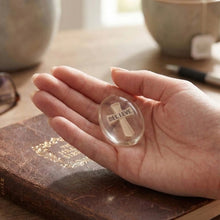 Load image into Gallery viewer, Believe Cross Worry Stone, Clear Polyresin Pocket Stone