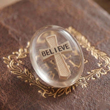 Load image into Gallery viewer, Believe Cross Worry Stone, Clear Polyresin Pocket Stone