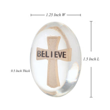 Load image into Gallery viewer, Believe Cross Worry Stone, Clear Polyresin Pocket Stone