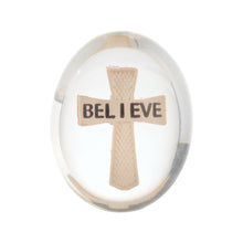 Load image into Gallery viewer, Believe Cross Worry Stone, Clear Polyresin Pocket Stone