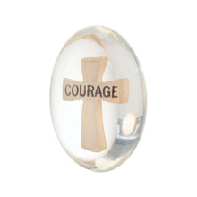 Load image into Gallery viewer, Courage Cross Worry Stone, Clear Polyresin Pocket Stone