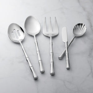 Supreme Stainless Steel 5-Piece Bamboo Serving Set