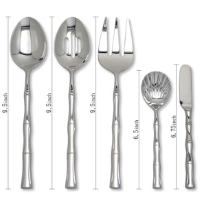 Supreme Stainless Steel 5-Piece Bamboo Serving Set