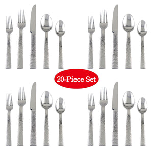 Supreme Stainless Steel 20-Piece Hammer Flatware Set