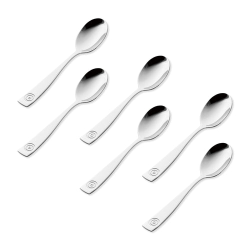 Supreme Stainless Steel 6-Piece Square Edge with Circle Pattern Demitasse Spoon