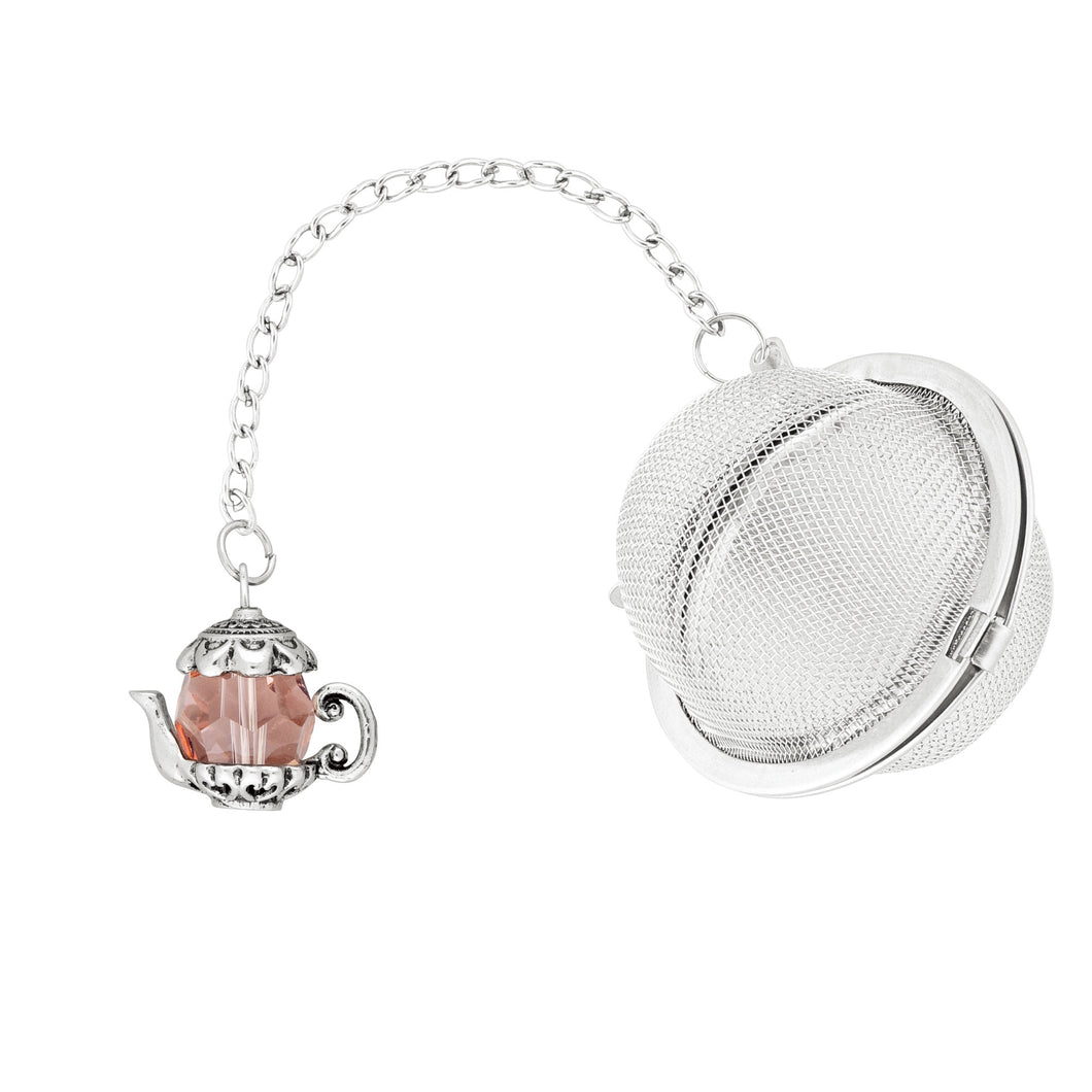 Supreme Stainless Steel Tea Ball Infuser with Crystal Glass Teapot Charm