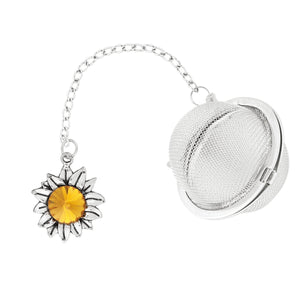 Supreme Stainless Steel Tea Ball Infuser with Crystal Glass Sunflower Charm
